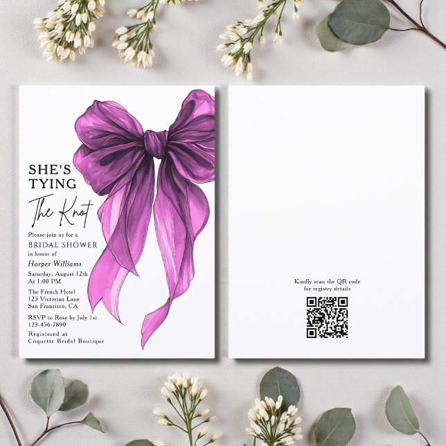 She's Tying The Knot QR Code Bridal Shower Invitation (Creator Uploaded)