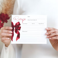 She's Tying the Knot Red Bow Bridal Recipe Card