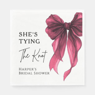She's Tying The Knot Red Bow Bridal Shower Napkin