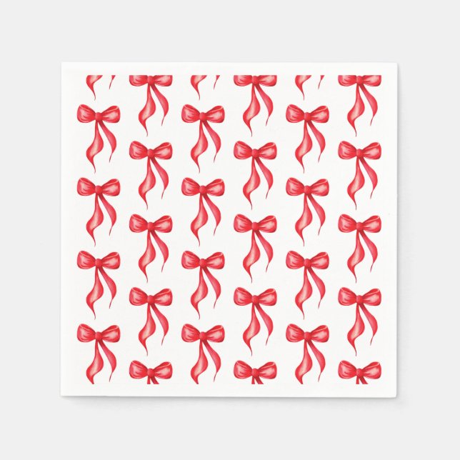 She's Tying the Knot Red Bow Pattern Bridal Shower Napkin (Front)