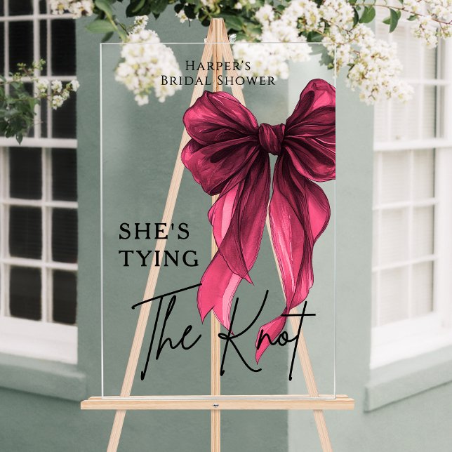She's Tying The Knot Red Bow Welcome Sign (Creator Uploaded)