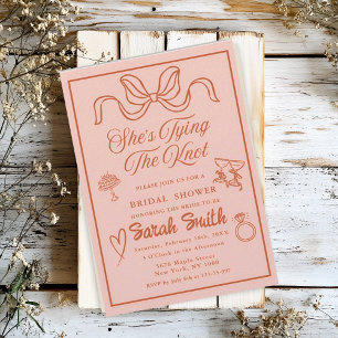 She's Tying the Knot retro Peach Whimsical Bridal  Invitation