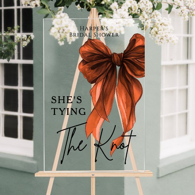 She's Tying The Knot Rust Orange Bow Welcome Sign (Creator Uploaded)