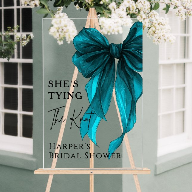 She's Tying The Knot Turquoise Bow Welcome Sign (Creator Uploaded)