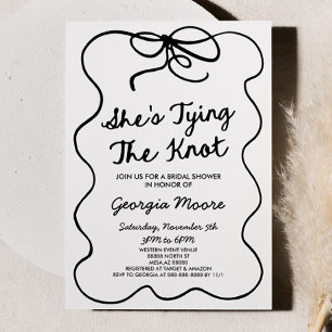 She's Tying The Knot Whimsical Bow Bridal Shower Invitation