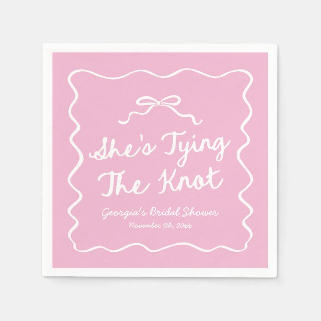 She's Tying The Knot Whimsical Bow Bridal Shower Napkin (Front)