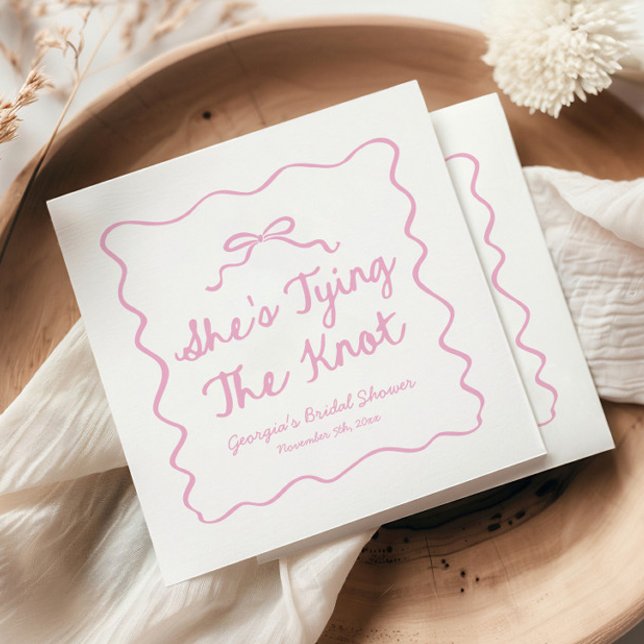 She's Tying The Knot Whimsical Bow Bridal Shower Napkin (Creator Uploaded)