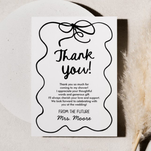 She's Tying The Knot Whimsical Bow Bridal Shower Thank You Card (Creator Uploaded)