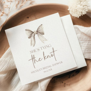 She's Tying The Knot White Bow Bridal Shower Napkin