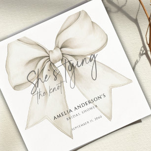 Shes Tying The Knot White Bow  Bridal Shower Napkin