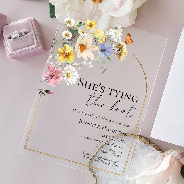 She's tying the knot | Wildflower Bridal Shower Acrylic Invitations (Creator Uploaded)