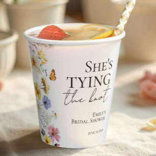 She's tying the knot   Wildflower Bridal Shower Paper Cups