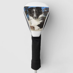 shet shp black and white puppy golf head cover