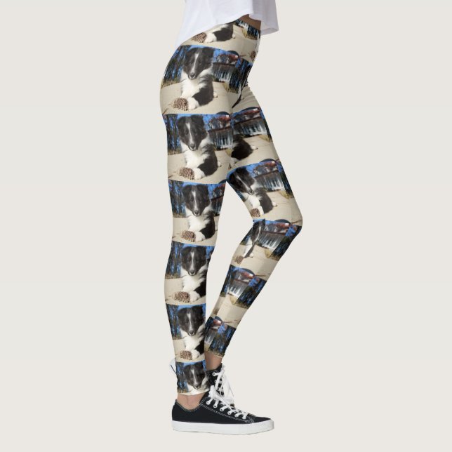 shet shp black and white puppy leggings (Right)