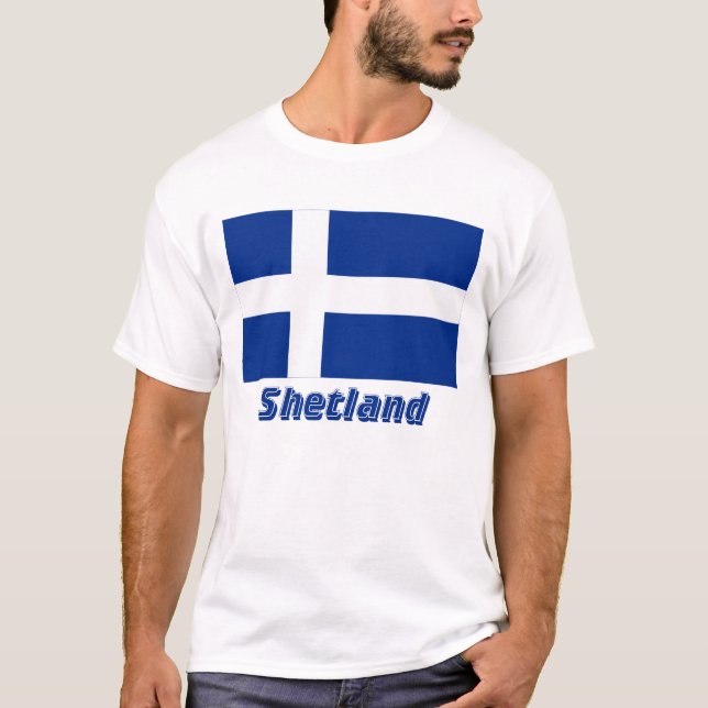 Shetland Flag with Name T-Shirt (Front)