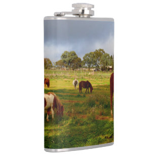 Shetland Ponies And Chestnut, Hip Flask