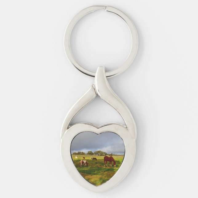 Shetland Ponies And Chestnut, Keyring (Front)