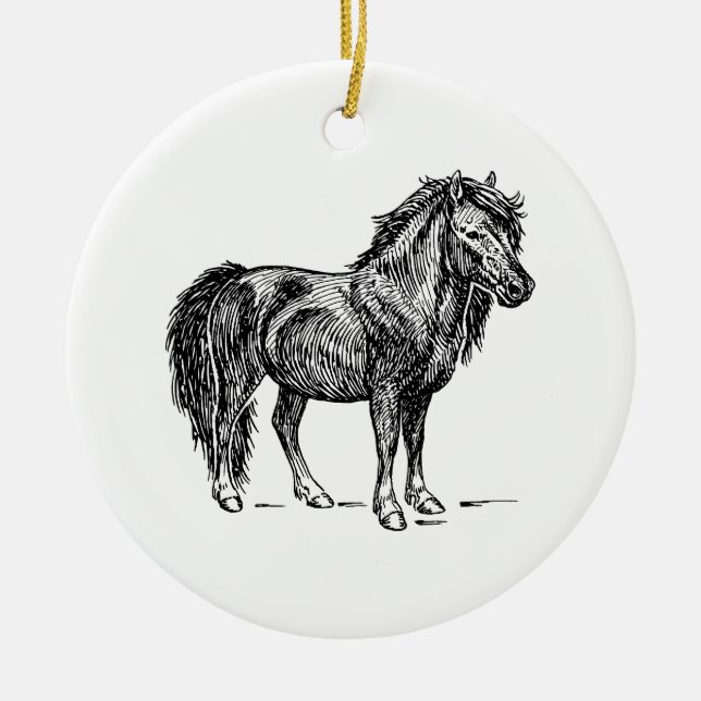 Shetland Pony Ceramic Tree Decoration (Front)