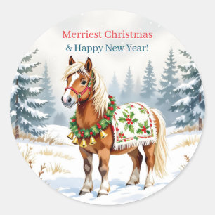 Shetland Pony Christmas Classic Round Sticker