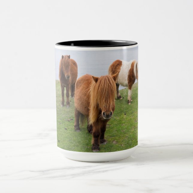 Shetland Pony on Pasture Near High Cliffs Mug (Center)