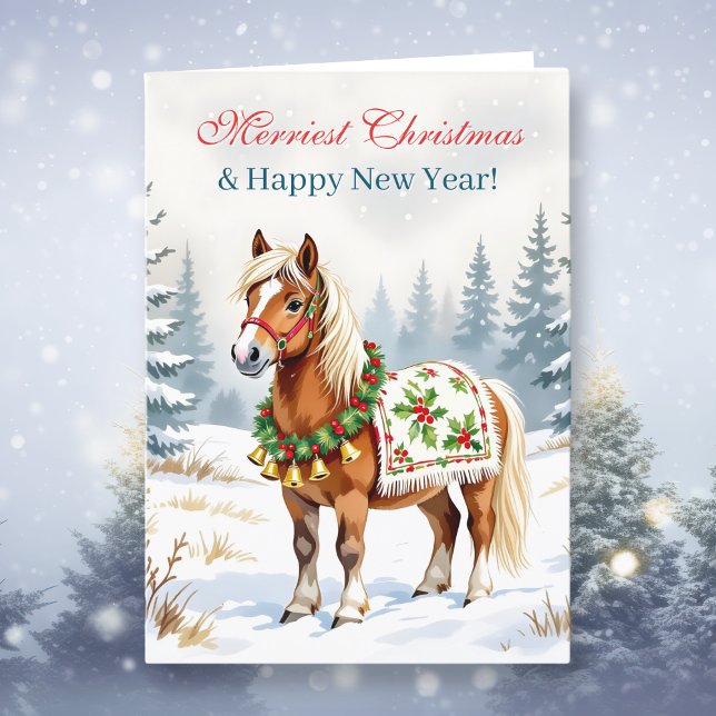 Shetland Pony Personalised Christmas Holiday Card (Creator Uploaded)