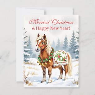 Shetland Pony Personalised Christmas Postcard