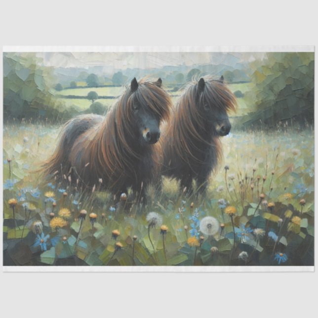 Shetland Pony Spring-Time Decoupage Tissue Paper (Front)