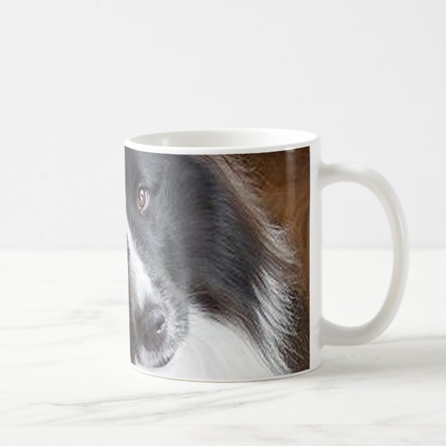shetland sheepdog black and white coffee mug (Right)
