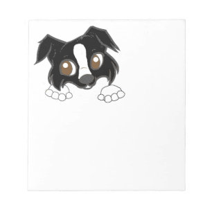 Shetland Sheepdog Black and White Peeking Cartoon Notepad
