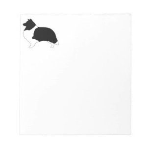 Shetland Sheepdog Black and White SIlhouette Notepad