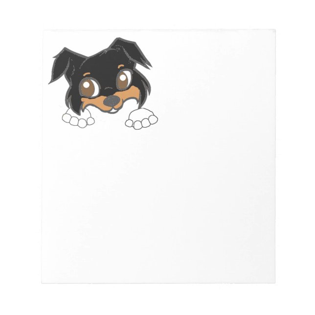 Shetland Sheepdog Black Tri Peeking Cartoon Notepad (Front)