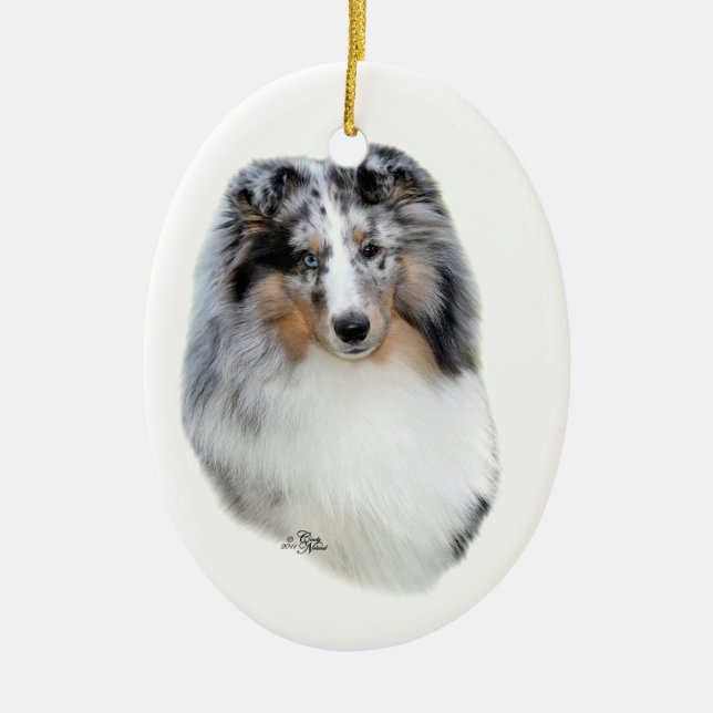 Shetland Sheepdog-blue merle ornament (Front)