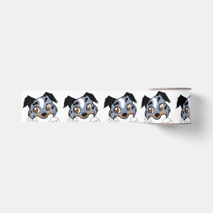 Shetland Sheepdog Blue Merle Tri Peeking Cartoon Grosgrain Ribbon