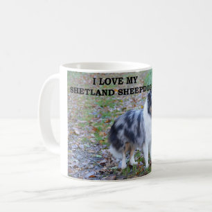 shetland-sheepdog-blue merle white tan love w pic. coffee mug