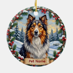 Shetland Sheepdog Christmas Ceramic Tree Decoration