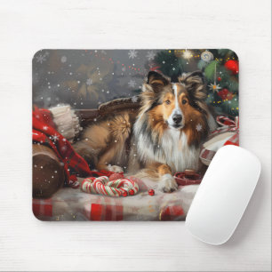 Shetland Sheepdog Christmas Festive Mouse Pad