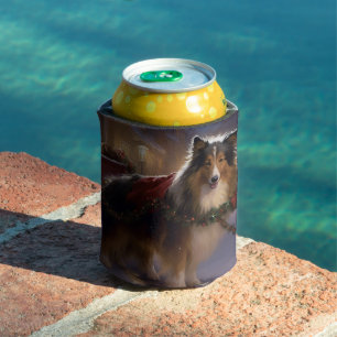 Shetland Sheepdog Christmas Festive Season  Can Cooler
