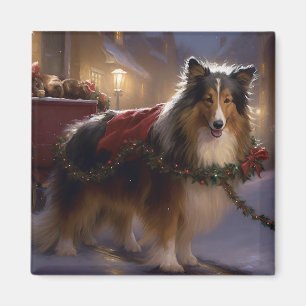 Shetland Sheepdog Christmas Festive Season Magnet