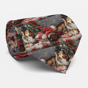 Shetland Sheepdog Christmas Festive Tie