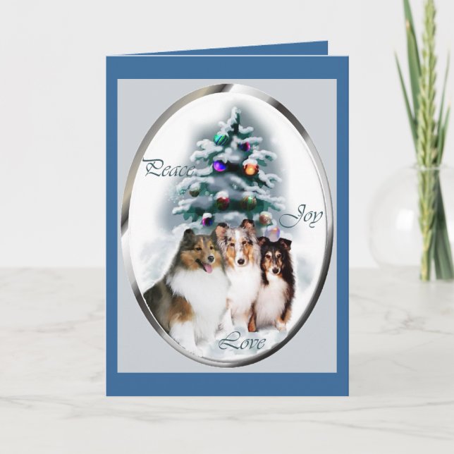 Shetland Sheepdog Christmas Gifts Holiday Card (Front)