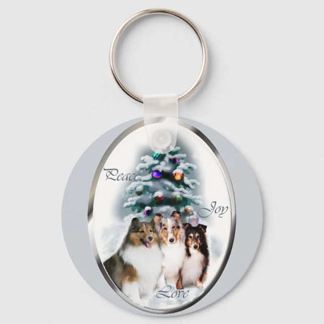 Shetland Sheepdog Christmas Gifts Key Ring (Front)