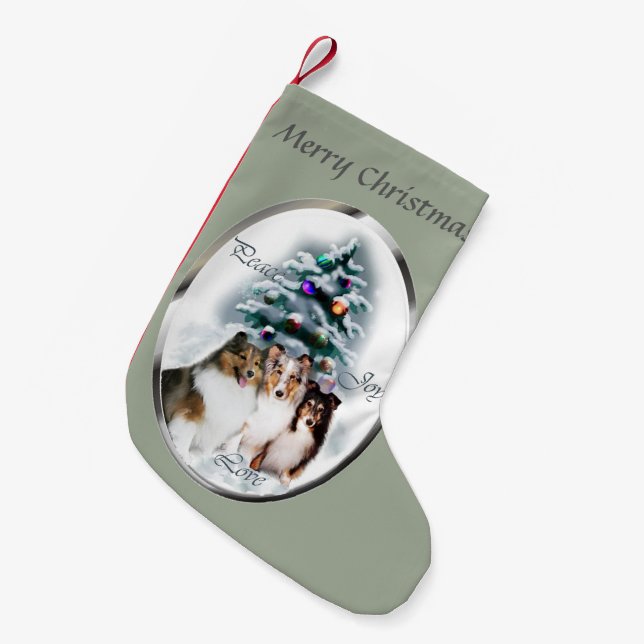 Shetland Sheepdog Christmas Small Christmas Stocking (Front (Hanging))
