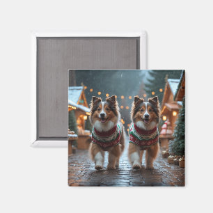 Shetland Sheepdog Christmas Snow Holiday Magnet