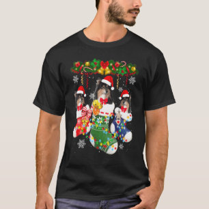 Shetland Sheepdog Christmas Socks Tree Light Xmas T-Shirt