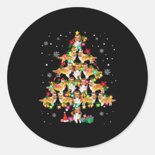 Shetland Sheepdog Christmas Tree Funny Sheltie Chr Classic Round Sticker
