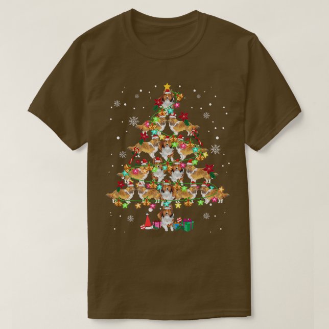 Shetland Sheepdog Christmas Tree Funny Sheltie Chr T-Shirt (Design Front)
