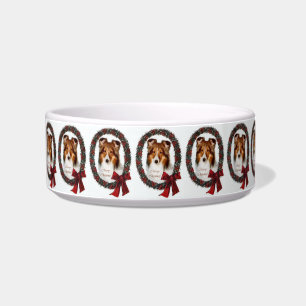 Shetland Sheepdog Christmas Wreath  Bowl