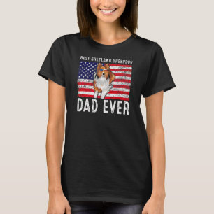 Shetland Sheepdog Dad Usa American Flag Dog  Owner T-Shirt