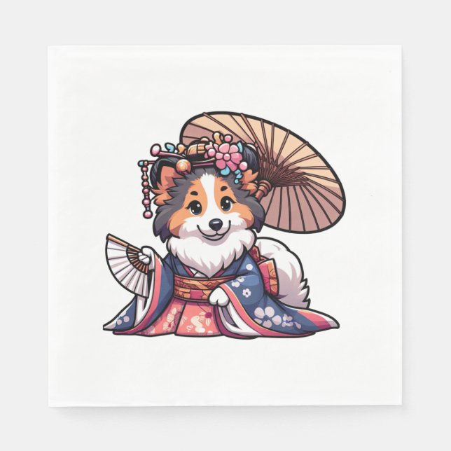 Shetland Sheepdog Dog Kimono   Napkin (Front)