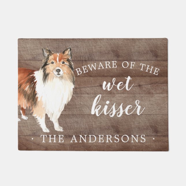 Shetland Sheepdog Dog Personalised Door Mat (Front)
